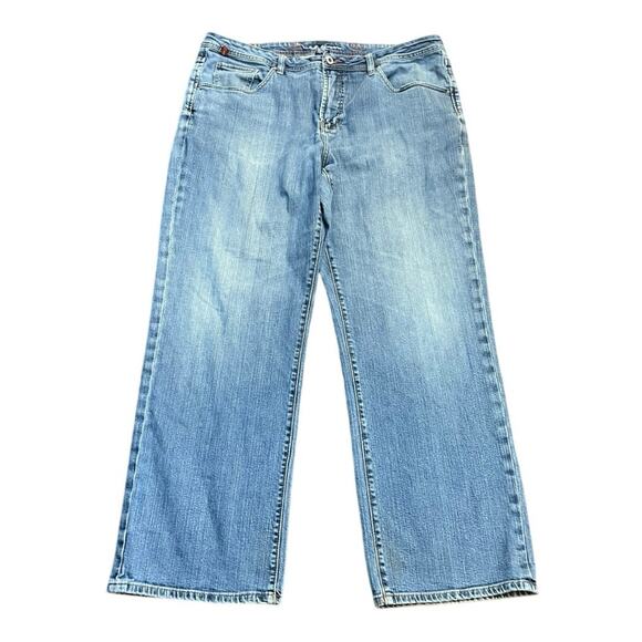 Worn Medium Wash Boot Cut Jeans Size 42x34 - Picture 1 of 8